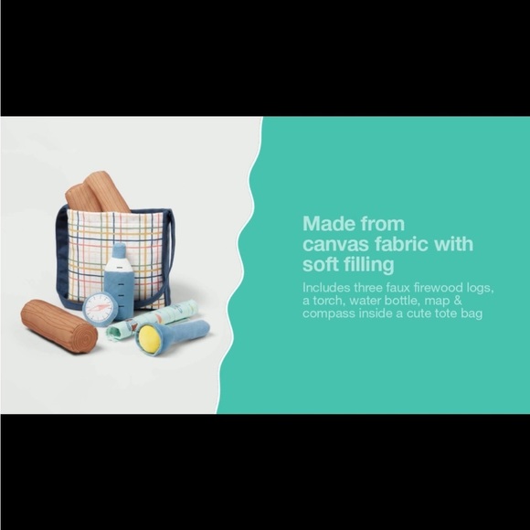 NWT adventure play set Pillowfort toy faux wood logs torch map camping - Picture 4 of 8